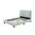 Hodedah Twin Size Platform Bed with Tufted Upholstered Headboard, White HI698 TWIN WHITE